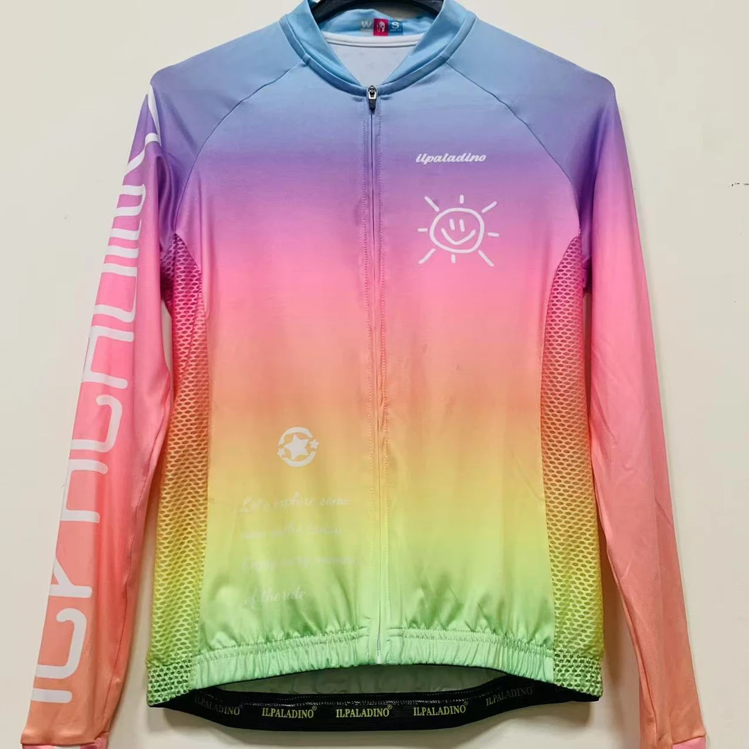 SQ 1026【渐变小太阳牛奶丝拼接长袖女士】ILPALADINO专业版骑行服