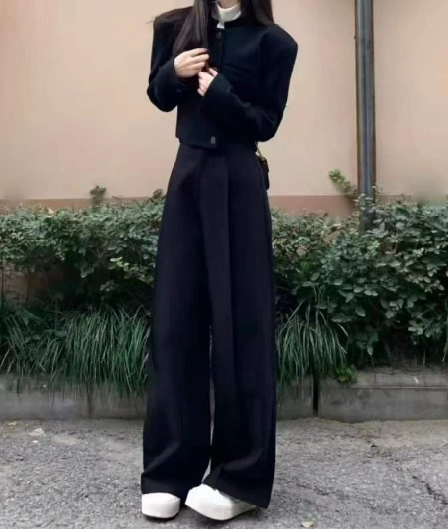 早秋新款气质小众高级感显瘦长袖衬衫上衣搭配高腰西装裤套装