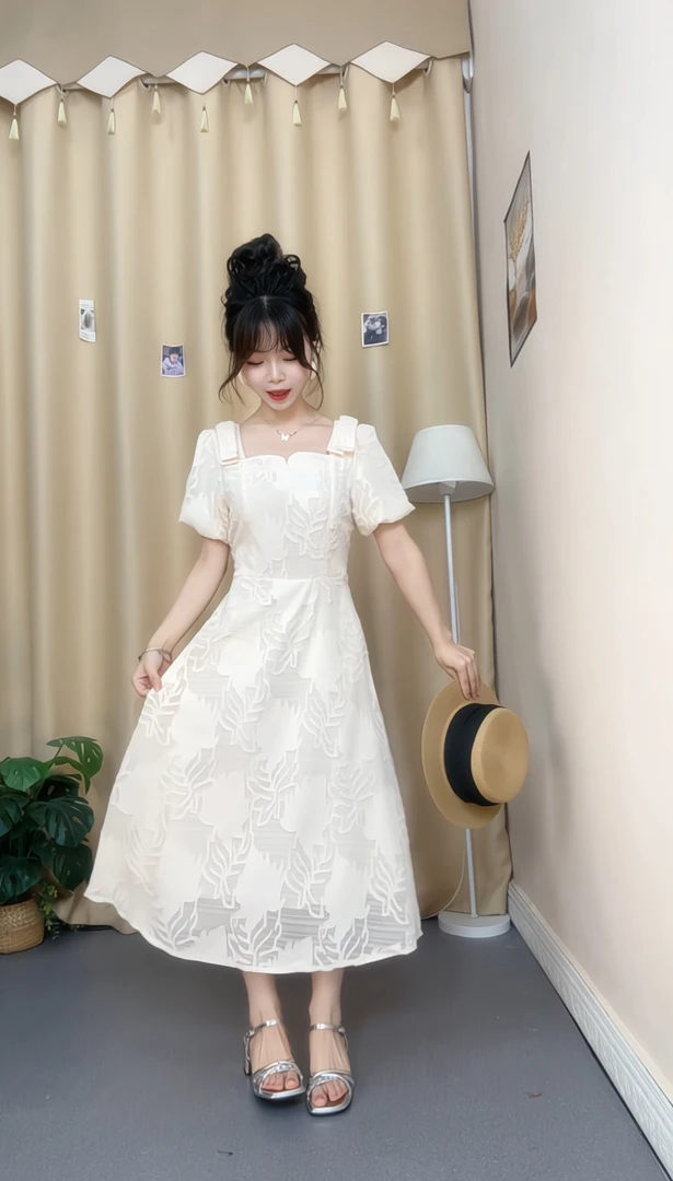 图图定制.150小个子法式甜美蝴蝶结温柔连衣裙