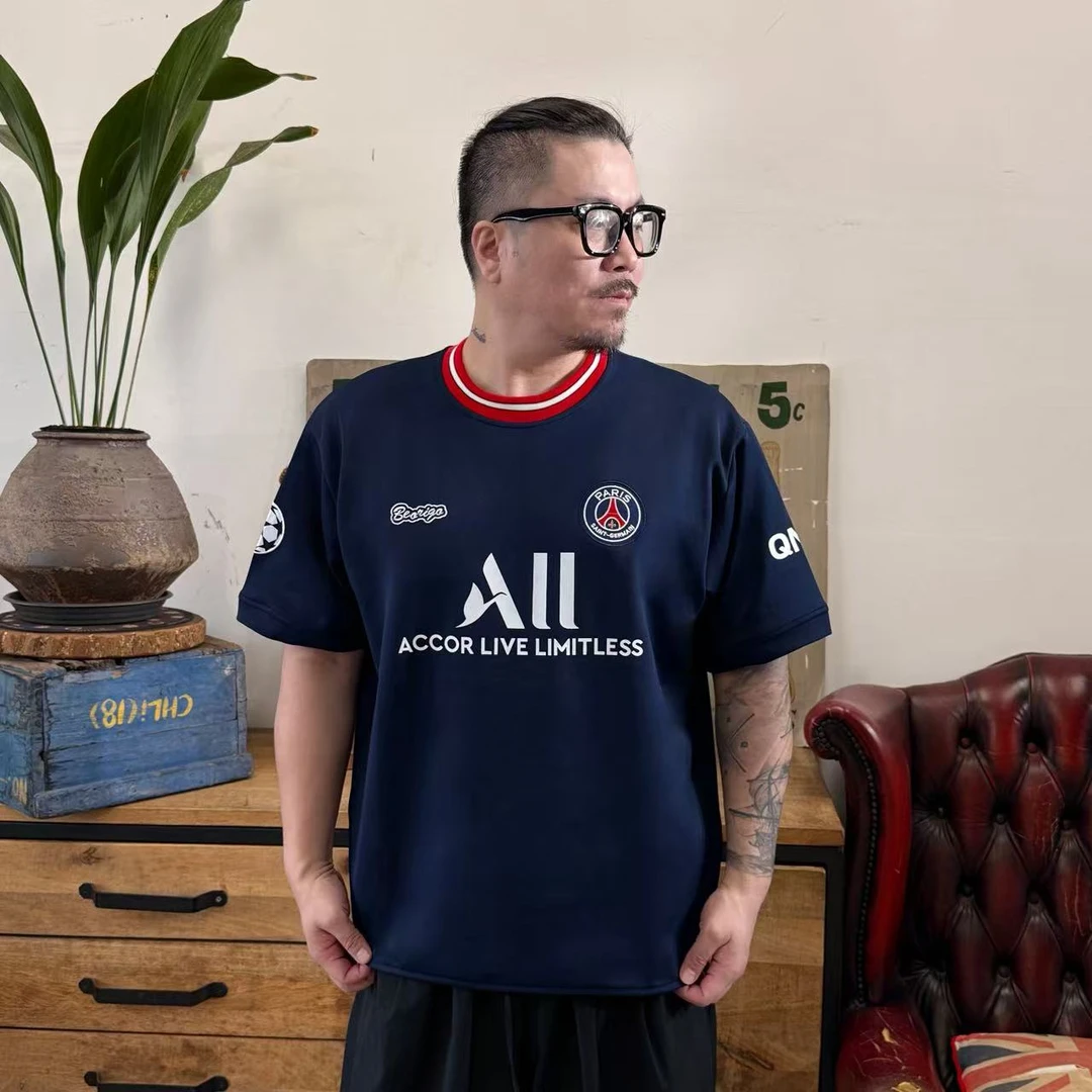 现货-大巴黎10号夏季短袖足球服8号休闲运动美式速干刺绣印花