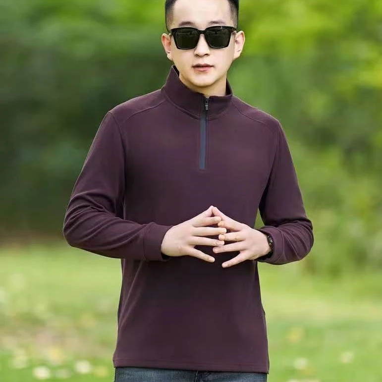 【双面德绒】立领半拉链男士长袖保暖T恤秋冬新品