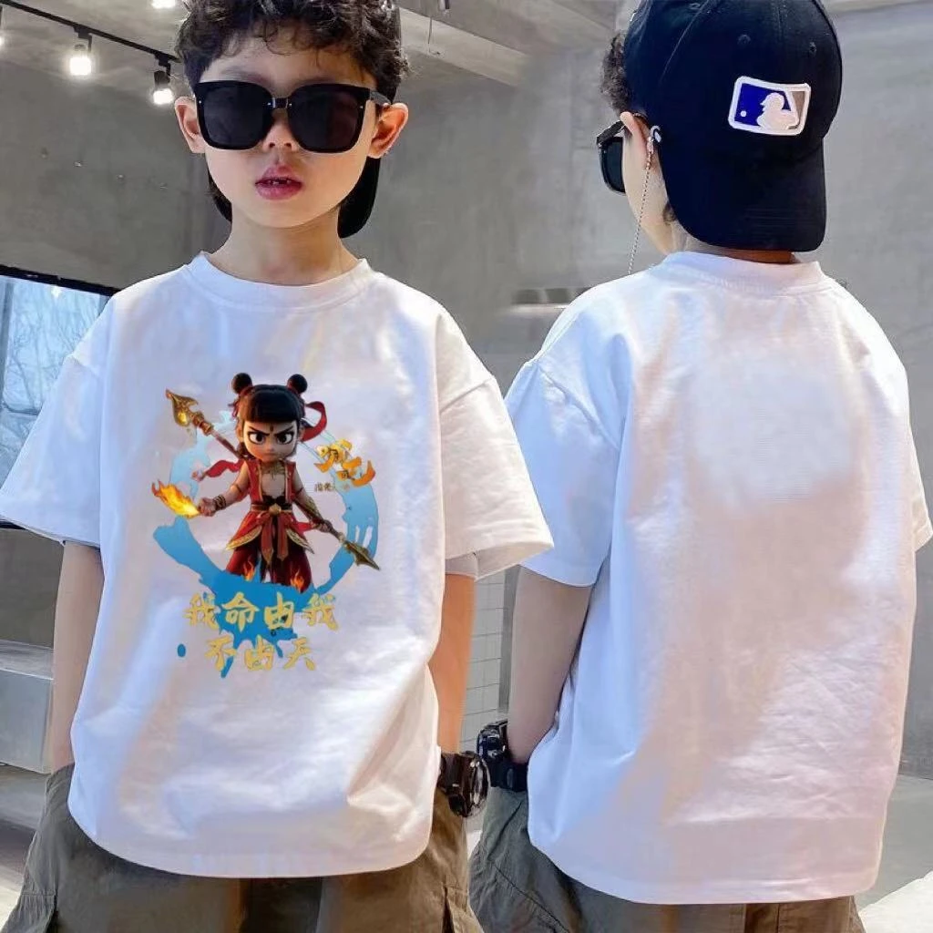 哪吒男童纯棉短袖t恤2025儿童夏装帅气韩版休闲半袖中大童上衣潮T