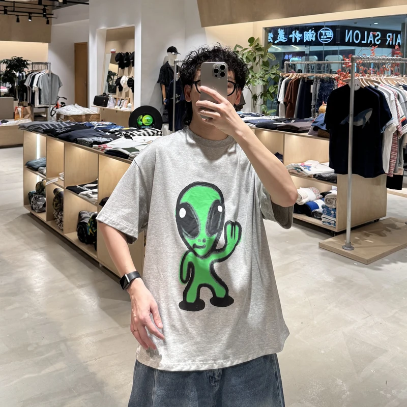 外星人印花时尚百搭宽松潮流休闲个性短袖 LF25198