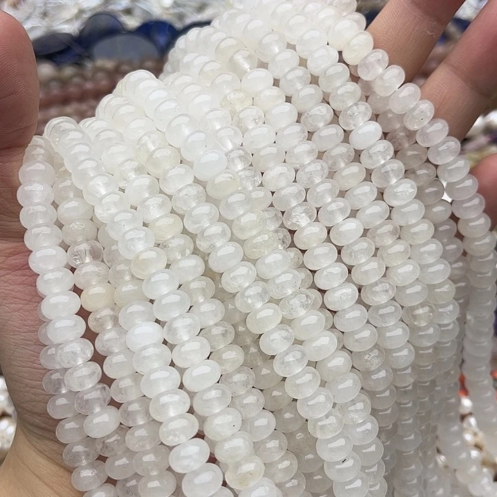 玛瑙/玉髓未镶嵌珠宝半成品一条8mm左右白水晶算盘珠