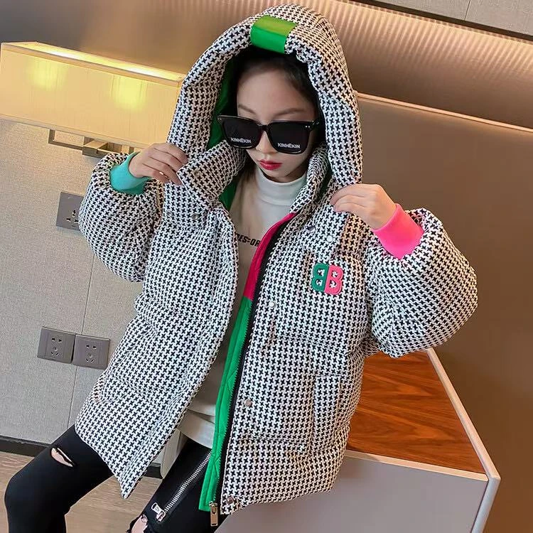 2024新款儿童千鸟格男女宝宝同款外套秋冬潮童服饰