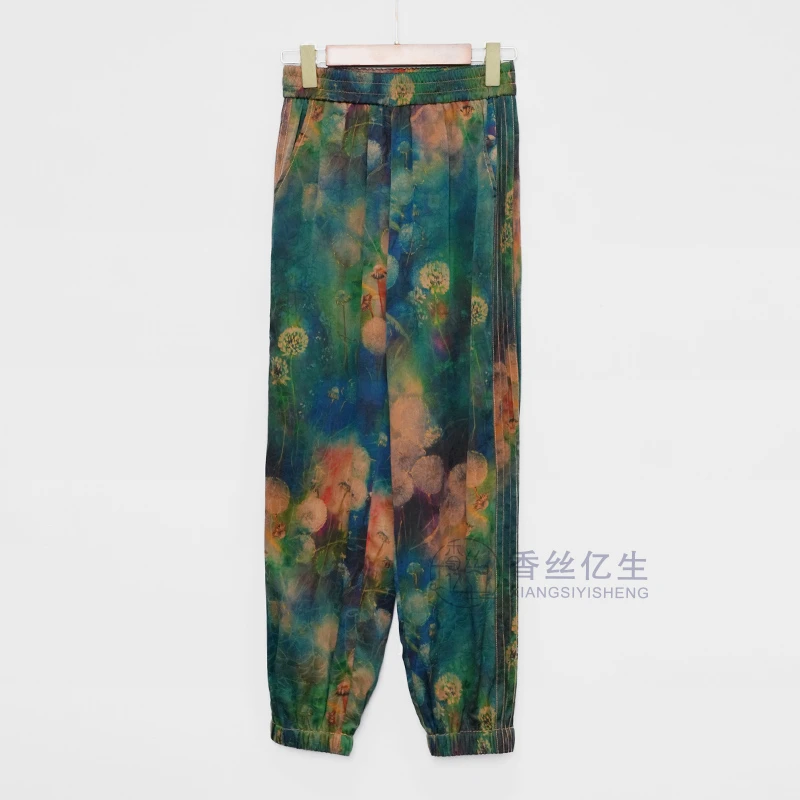 蒲公英！香云纱休闲时尚百搭绿色春款休闲裤X3111