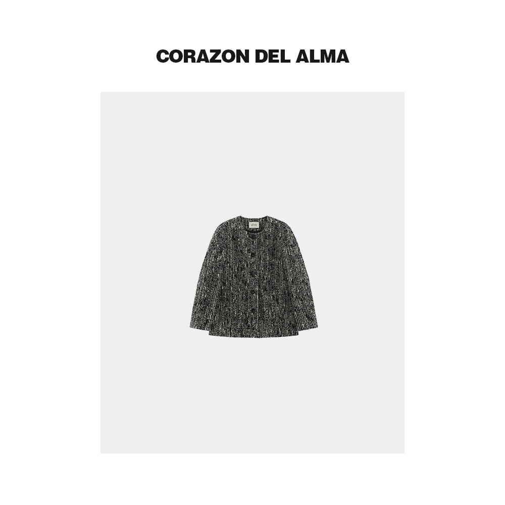 【墨肆】高端定制羊毛亚麻夹花纱加厚立体廓形花呢小香外套-FW1314