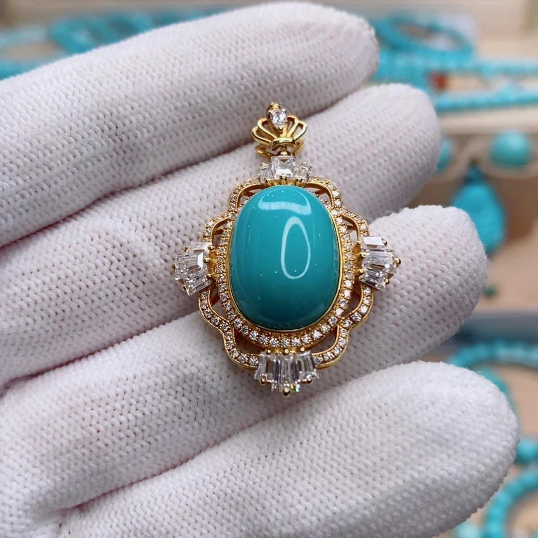 绿松石18K金镶嵌珠宝奇石