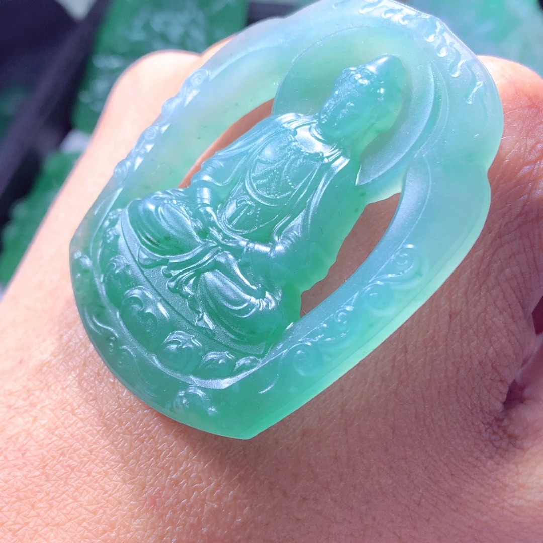 定制翡翠未镶嵌天然翡翠A货毛货挂件