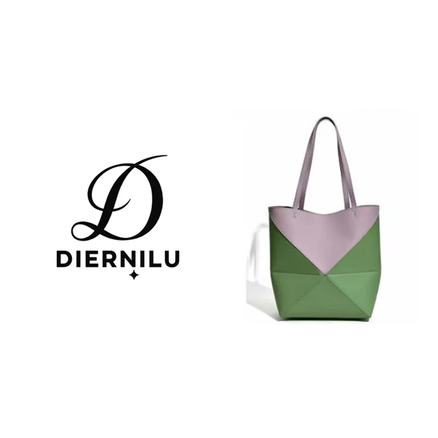 【晚晚真皮高定】头层牛皮时尚百搭双拼单肩包M1061绿拼紫