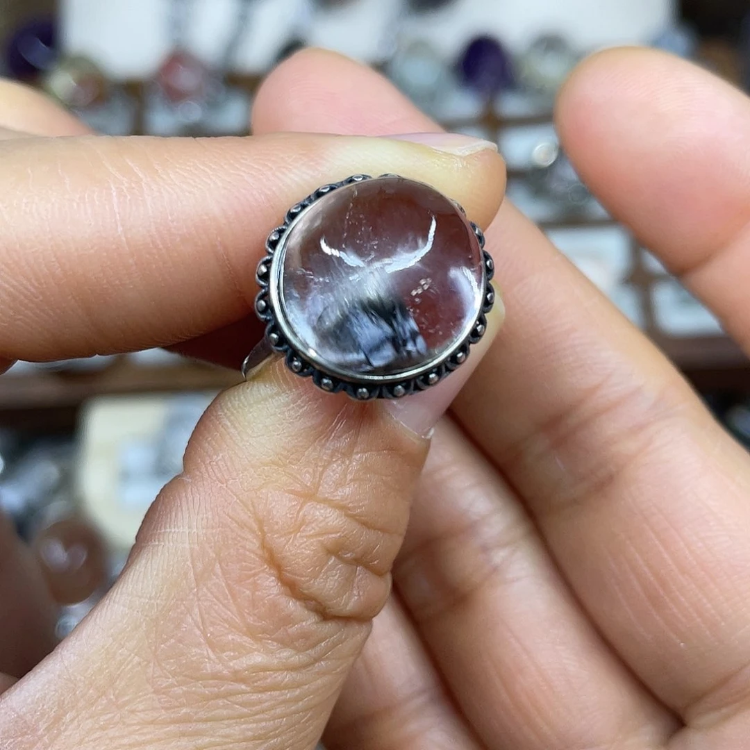 【闪购商品】银S925镶嵌珠宝半成品水晶戒指