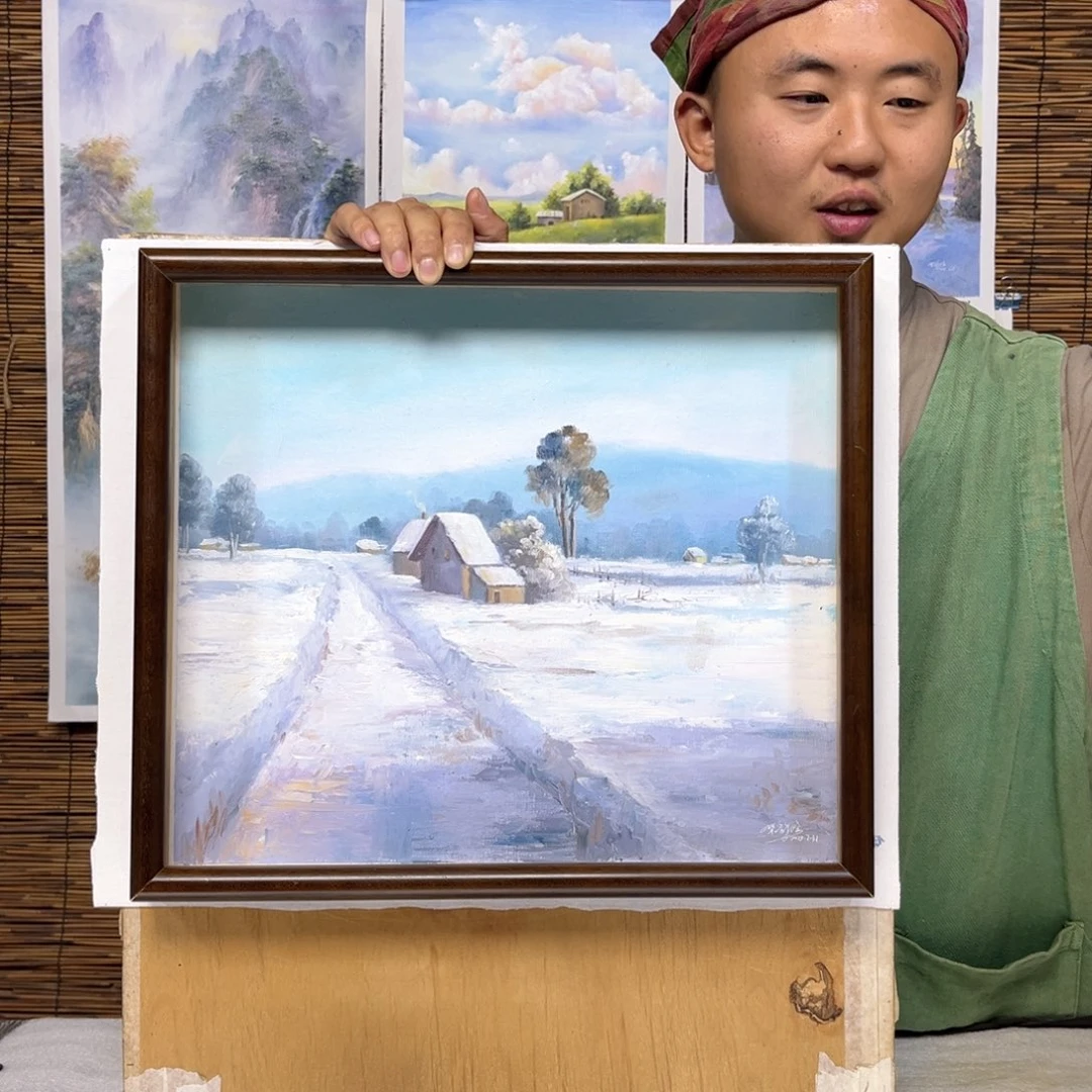 油画行路人小院绘画作品竞拍