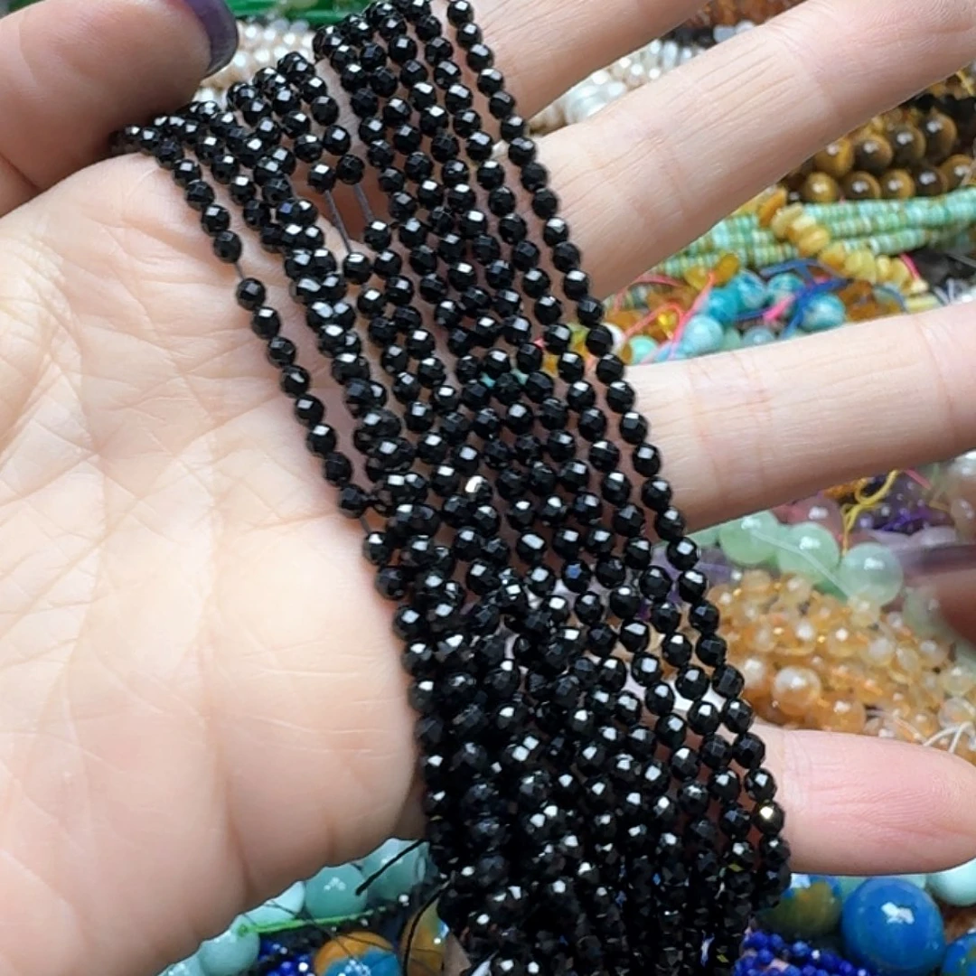 玛瑙/玉髓未镶嵌珠宝半成品一条3m黑尖晶