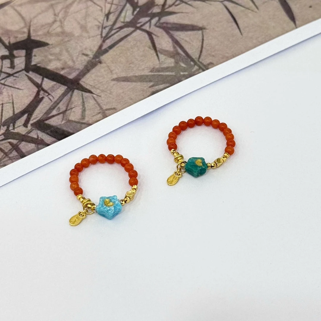 【小宝珠宝】28 T53993-绿松戒指-多样性发一件-7mm