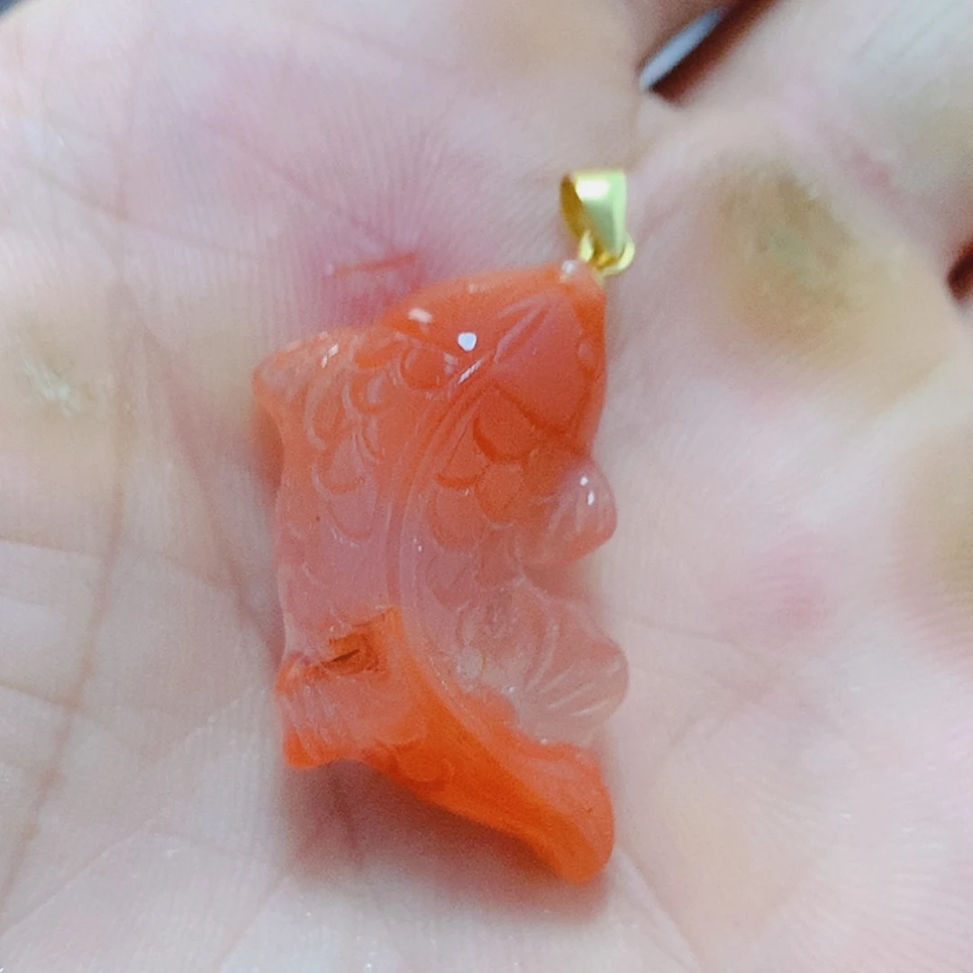 南红玛瑙银S925镶嵌吊坠(不含链)