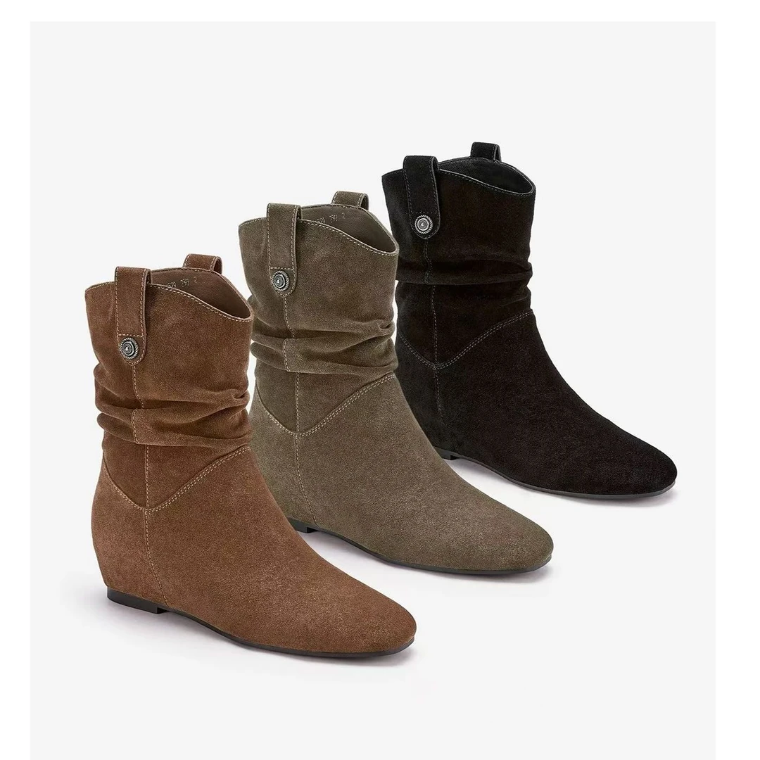 美拉德显瘦时装靴复古内增高堆堆靴百搭短靴女CK  WS-D850