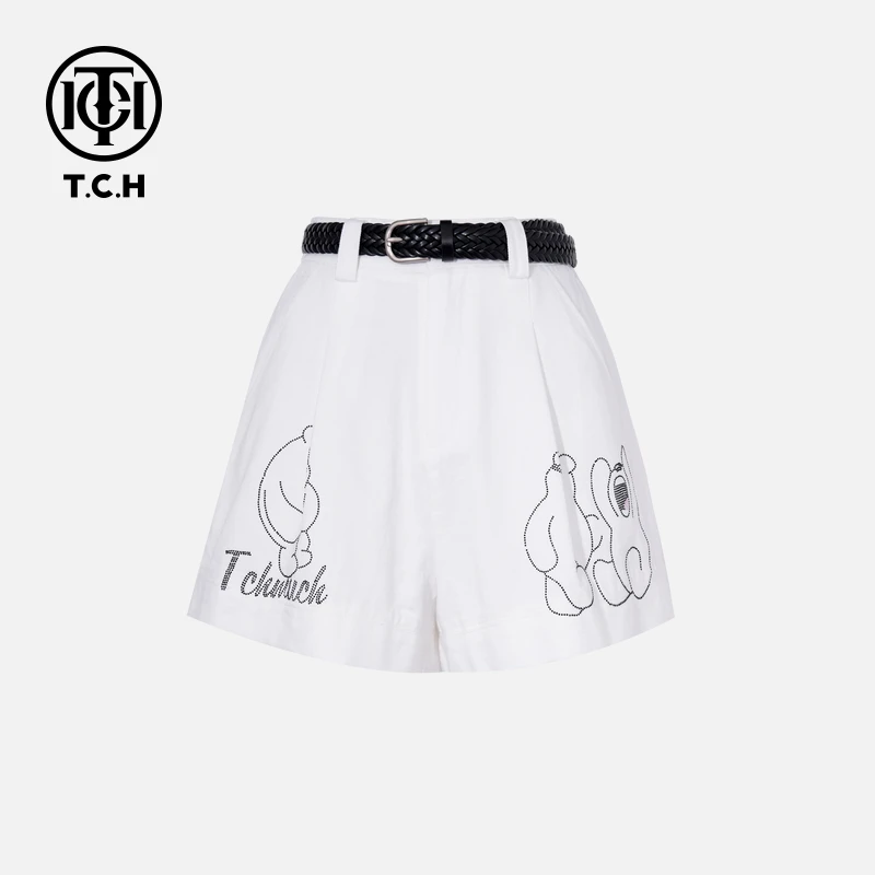 TCH私服烫钻工艺新时尚淑女百搭新潮流短裤女T75B21E1009轻奢tch