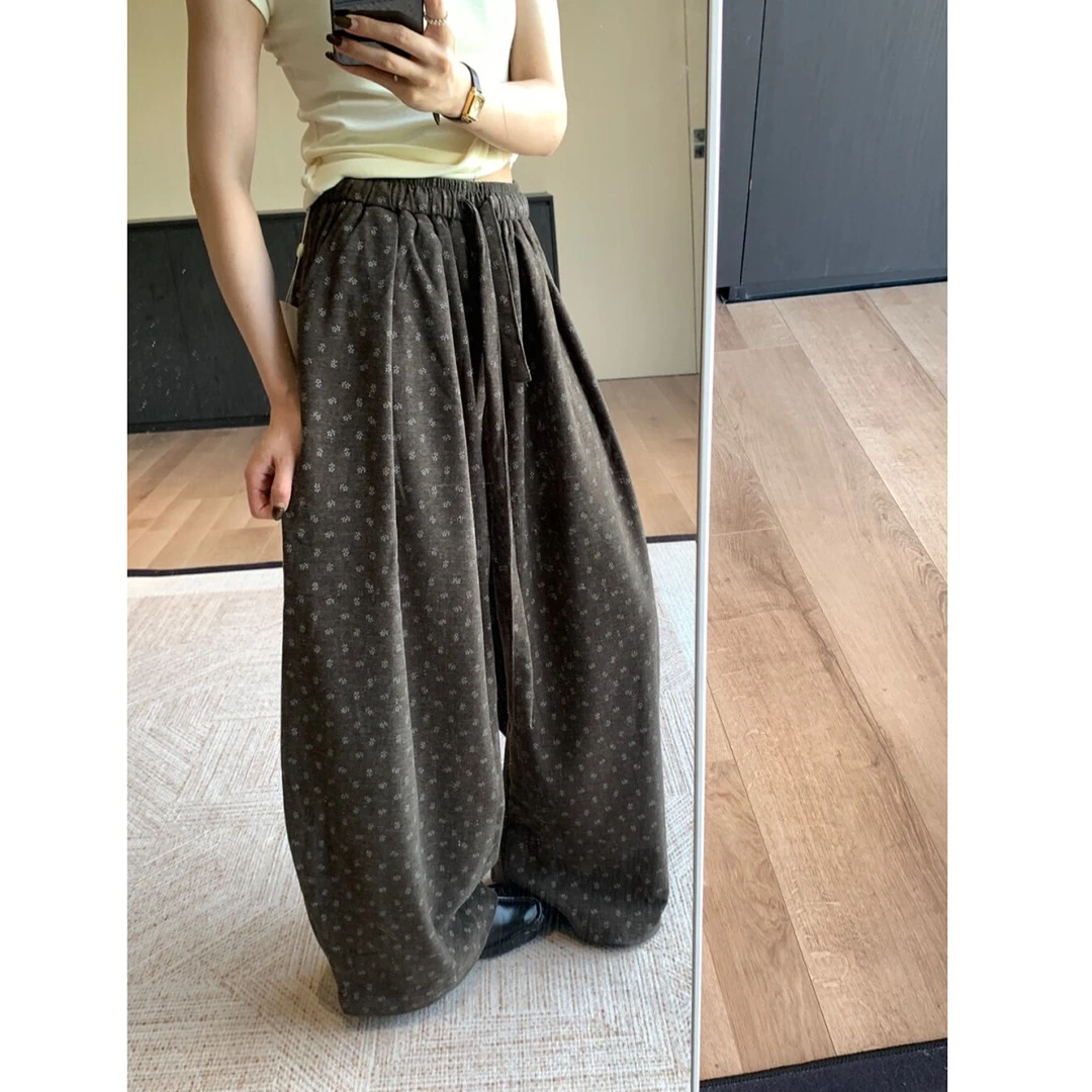 复古港风高腰休闲裤女秋装新款慵懒风宽松显瘦百搭直筒阔腿裤