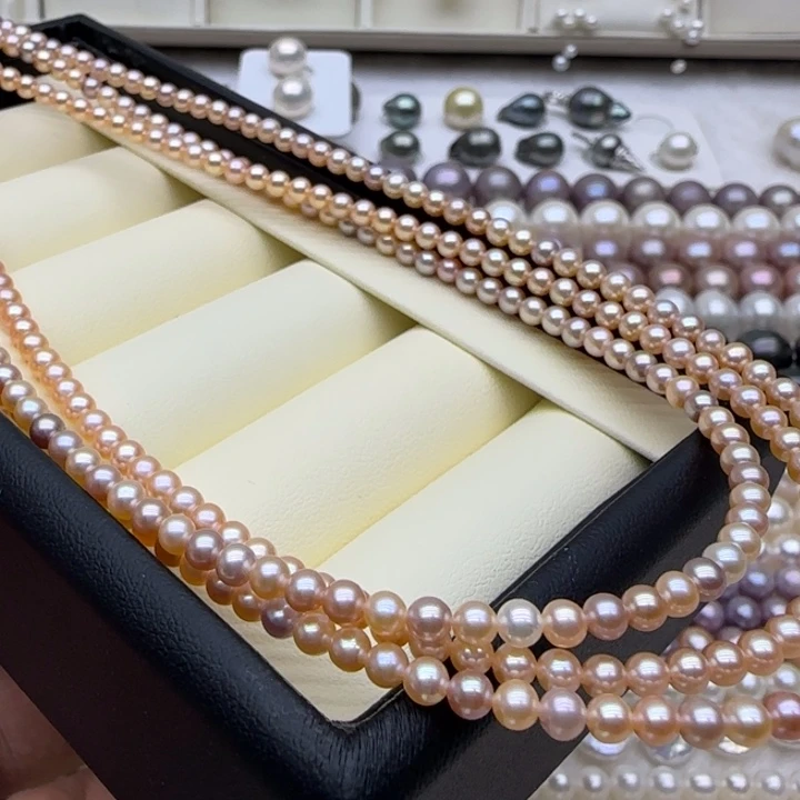 未镶嵌淡水珍珠摆件极光正圆无暇3.5mm