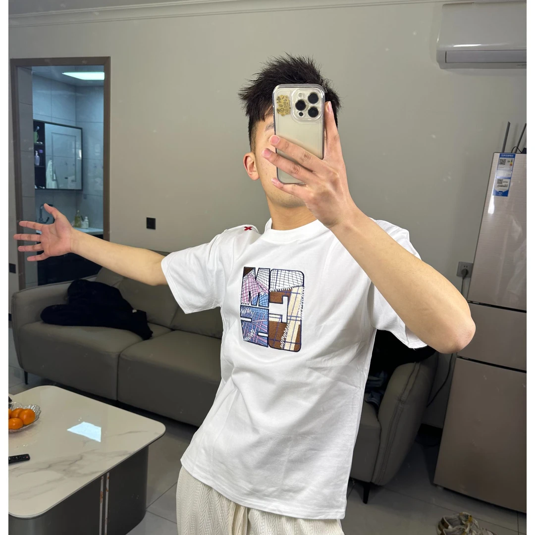 潮牌花卉针织绣花短袖T恤男女均可上身ins纯棉轻奢高级感宽松