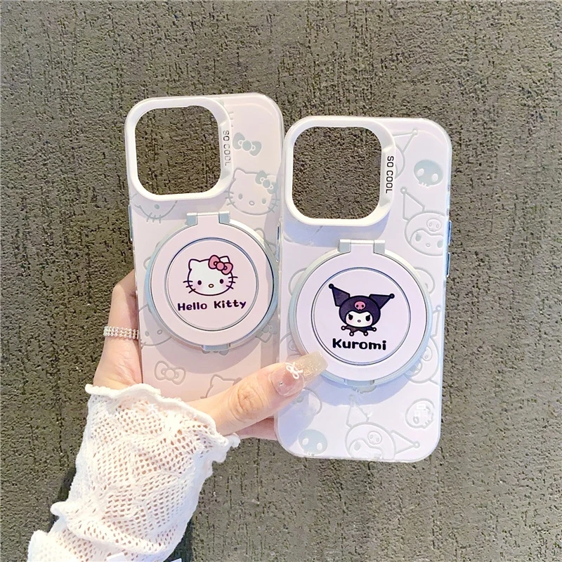 线条凯蒂猫库洛米支架适用苹果16promax手机壳iphone14pro小米15