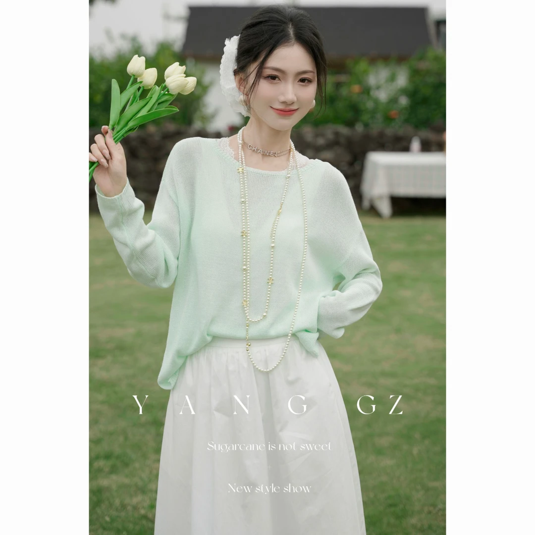 YANG GZ【高岭之花】春季宽松圆领多色打底衫女 GZ5151SW610071