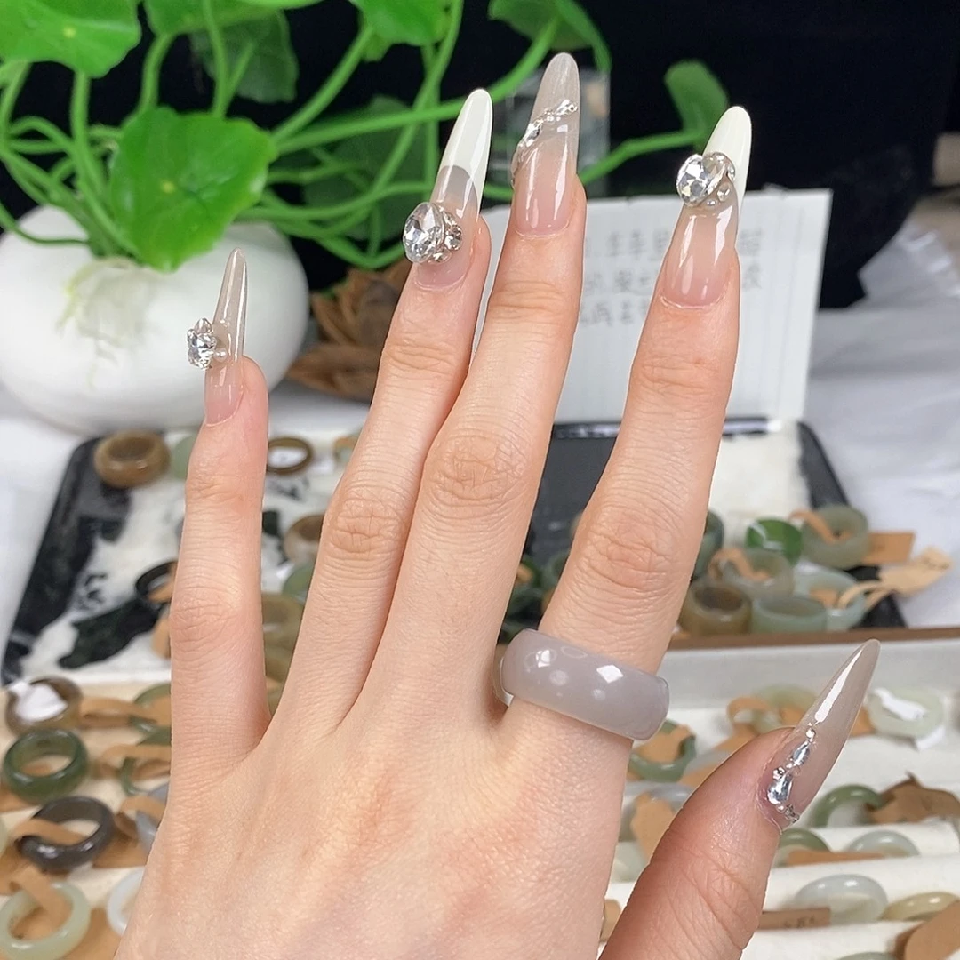 和田玉戒指未镶嵌z78烟灰轮胎17.2