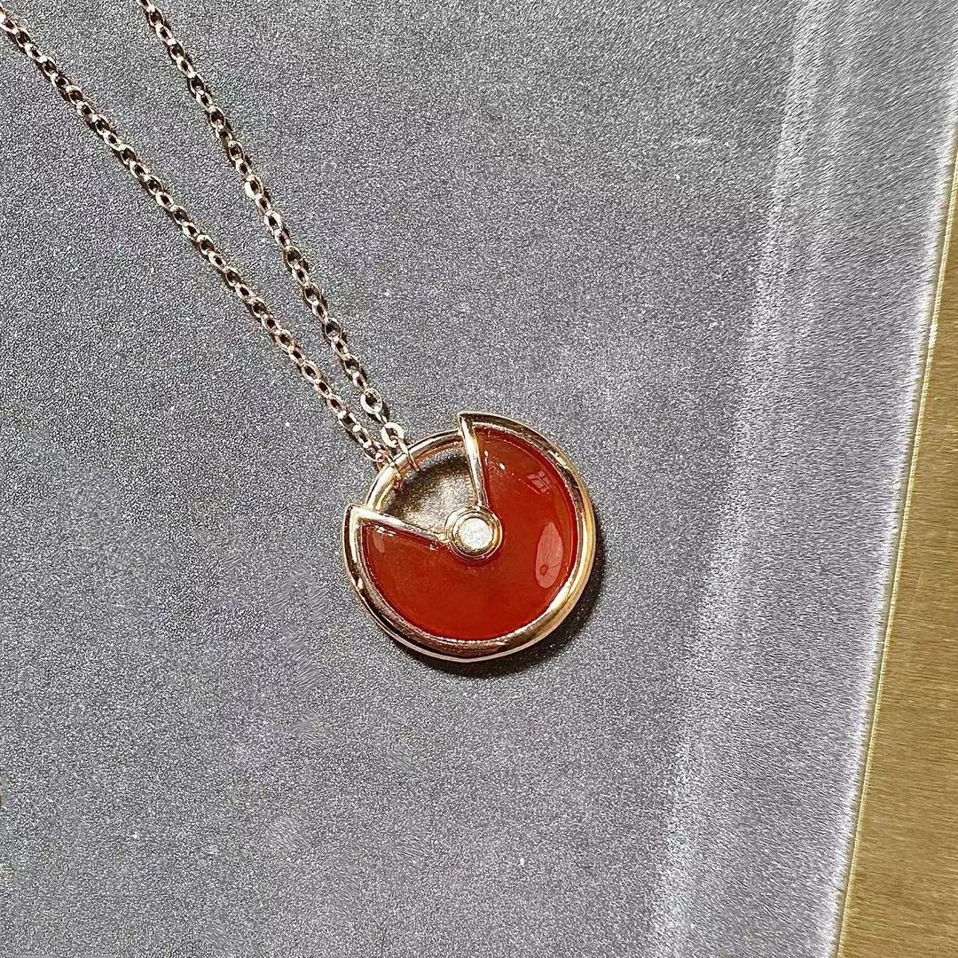 Meizuo珠宝【福利】18K金天然钻石护身符项链（玫瑰金）