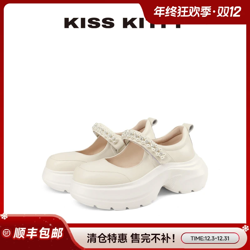KISSKITTY【清仓特价】珍珠带运动玛丽珍鞋25年秋季款百搭厚底休闲