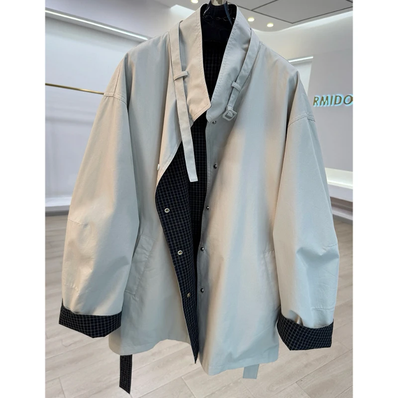 韩系超好看两面穿格子短款风衣女2025秋装新款休闲宽松流行短外套