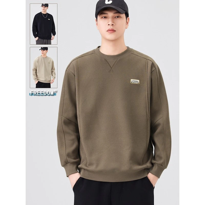 男士卫衣春秋季圆领潮牌宽松男装2025新款长袖t恤休国潮男士长袖