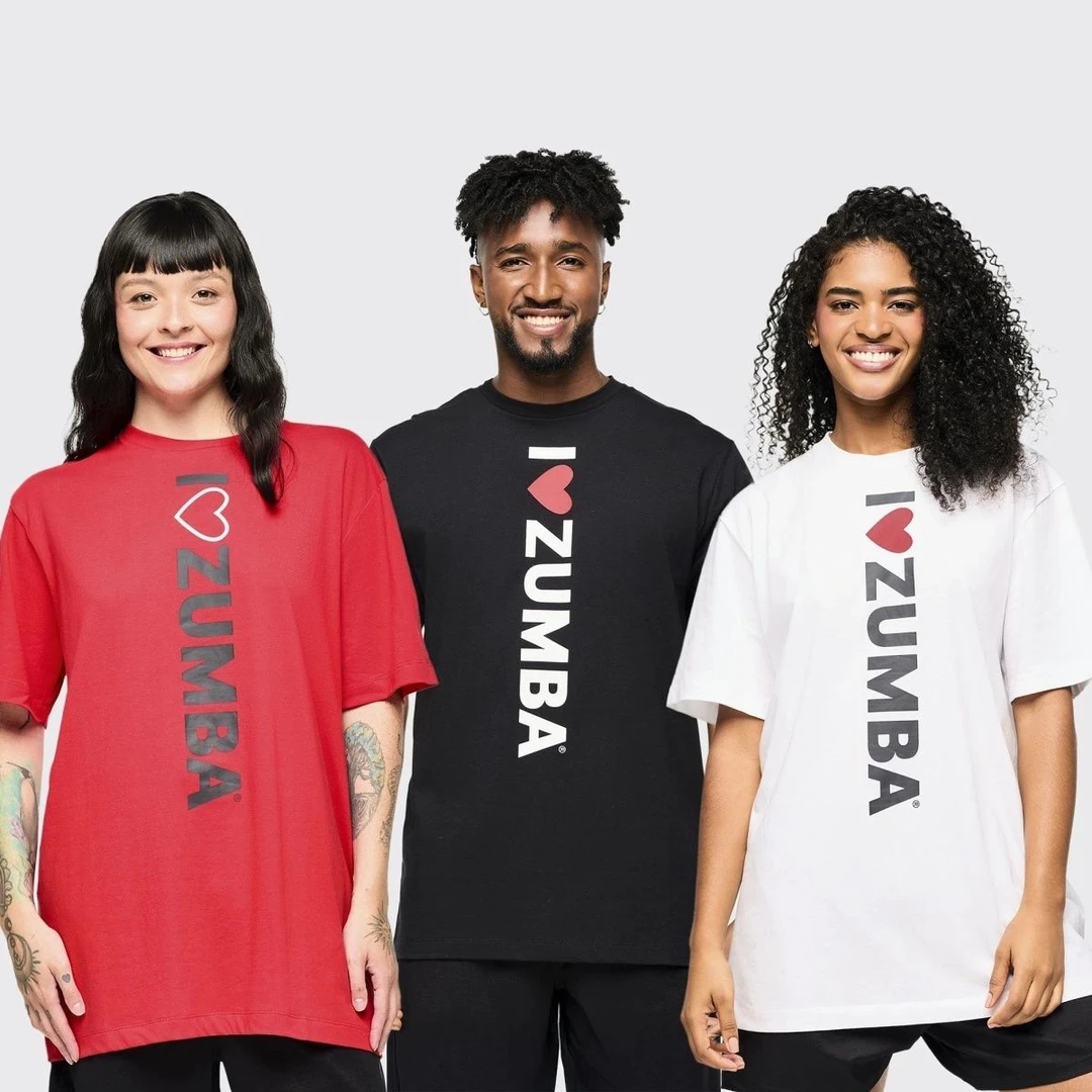 尊巴2025正版运动体恤长袖全棉ZUMBA黑白红色男女款宽松版短袖