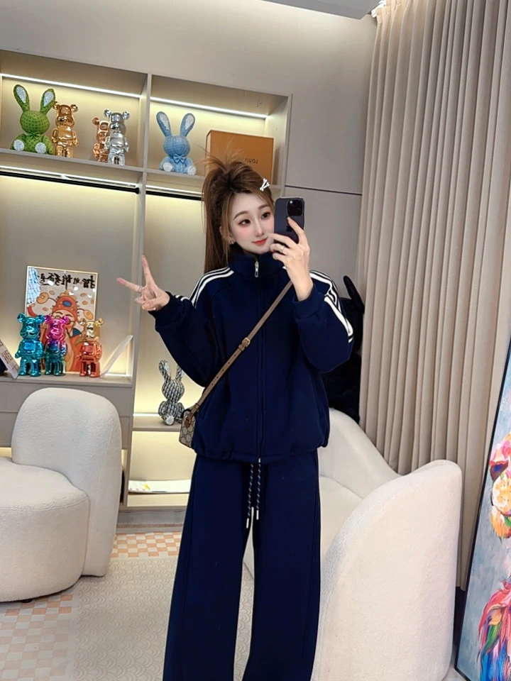 洋气轻奢百搭显瘦遮肉休闲加绒加厚两件套装