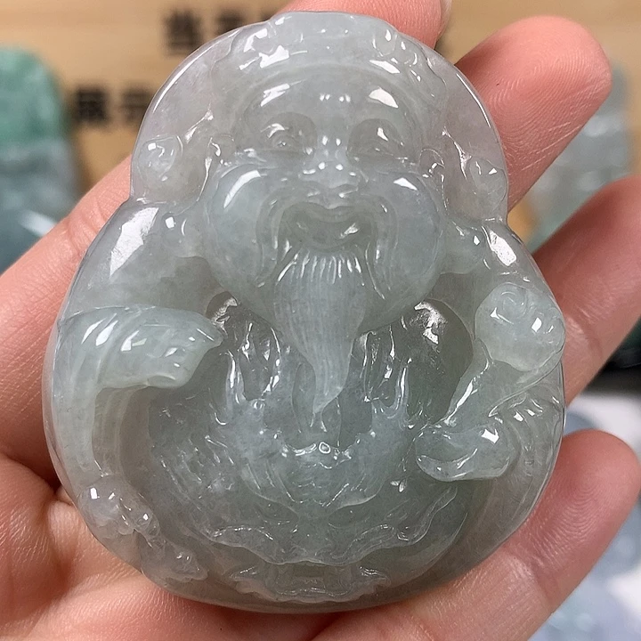 翡翠未镶嵌颈饰立体工艺财神爷卡厚12