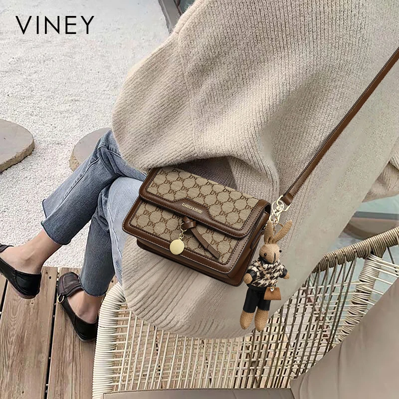 Viney包包女包2025款时尚风百搭印花斜挎包生日礼物送女友送老婆