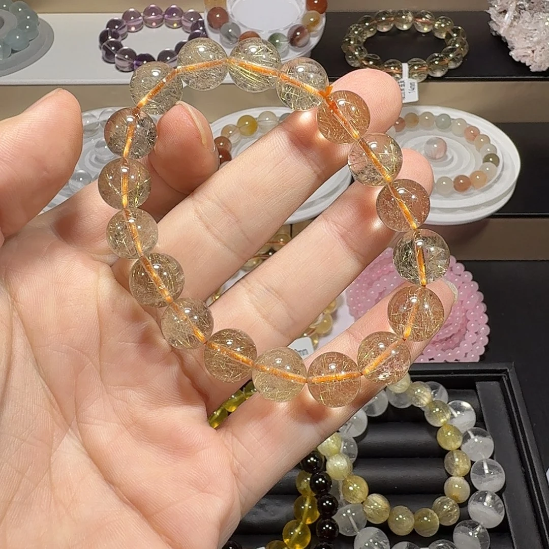 未镶嵌水晶手链11咪金发手串