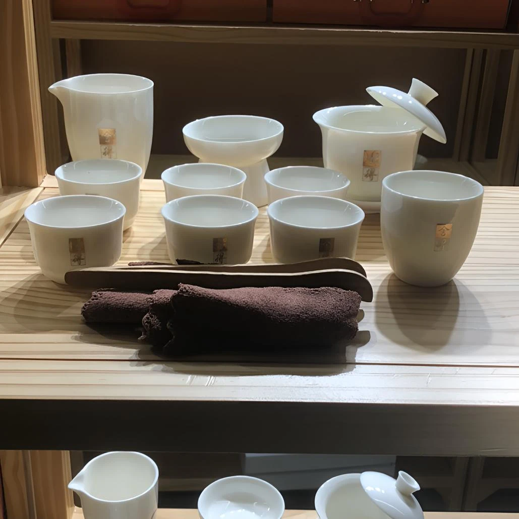 shede羊脂玉瓷茶具套组盖碗11件套+茶夹茶巾安全包装