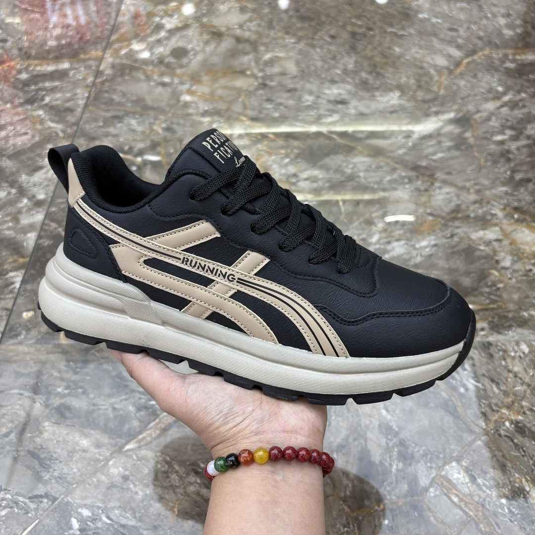 鞋子男2026新款男士皮面休闲鞋轻便百搭潮流舒适男鞋系带运动鞋