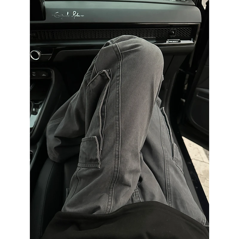 美式复古vintage伐木裤子男款潮牌大口袋工装裤纯棉直筒休闲长裤