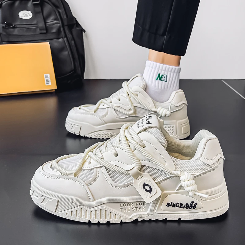 鞋子男款夏季网面透气小众百搭防滑增高板鞋学生小白鞋ins面包鞋