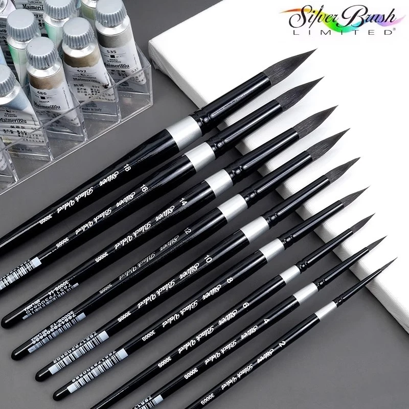 美国黑天鹅绒Black Velvet黑丝绒松鼠毛水彩笔系列 圆头画笔 3000