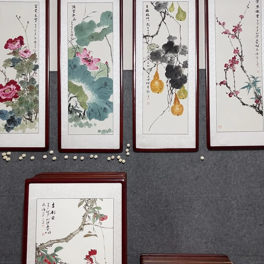 天***旅国画书画作品带框123×48