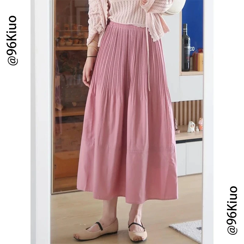 【欧蔓依】 OMYB2535法式夏季新款花苞式渐变压褶A字简约半身裙