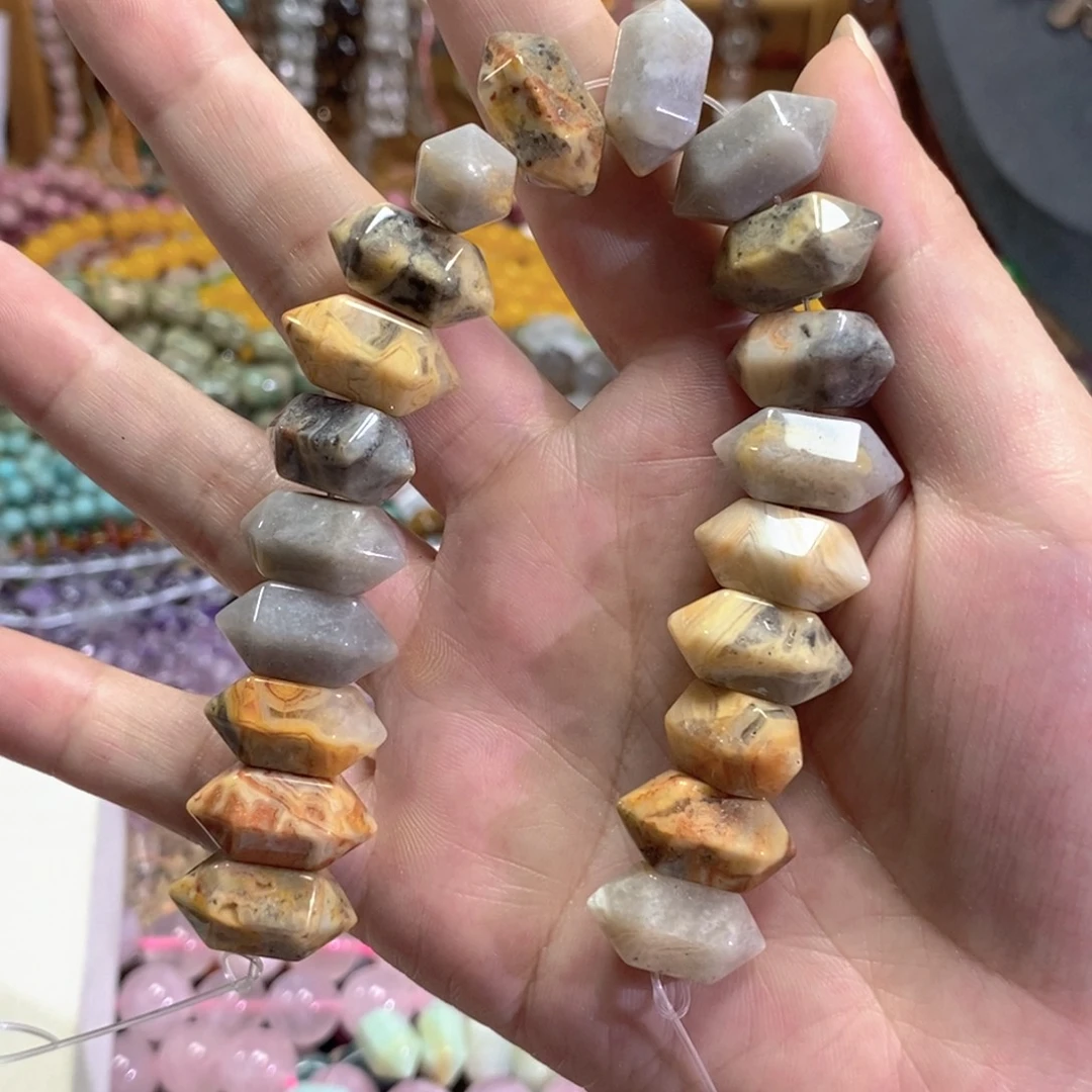 未镶嵌玛瑙/玉髓珠宝半成品疯狂玛瑙双尖20颗