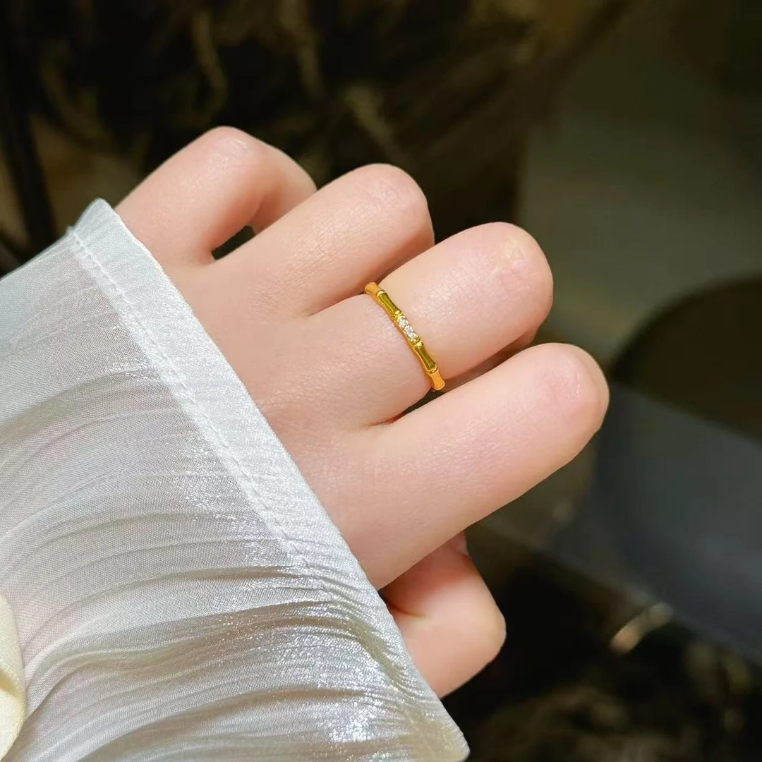 【小鹏黄金】足金999亮面竹节素圈 附加38