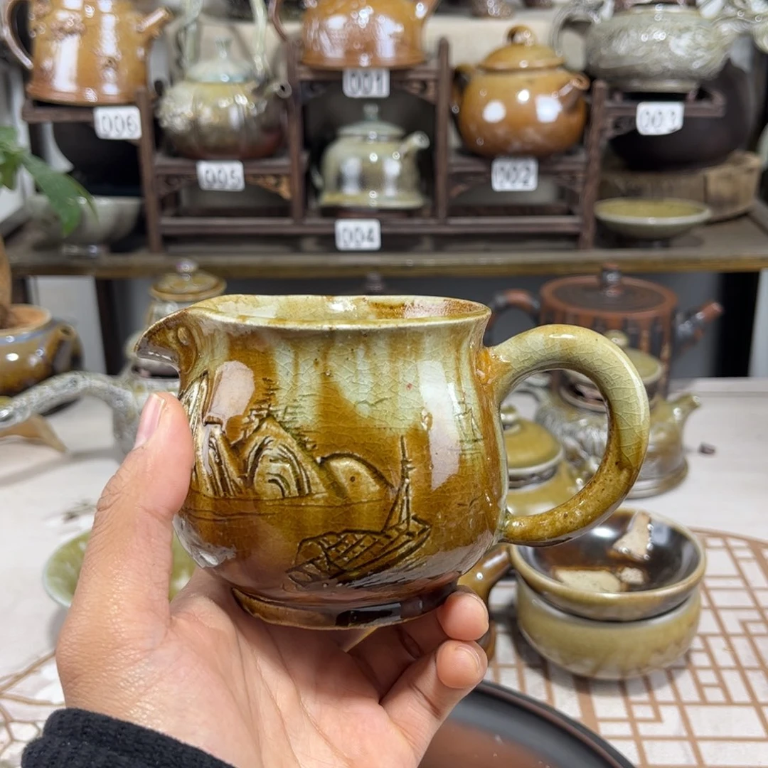 260cc白泥柴烧公道杯，古法传承裸坯柴烧