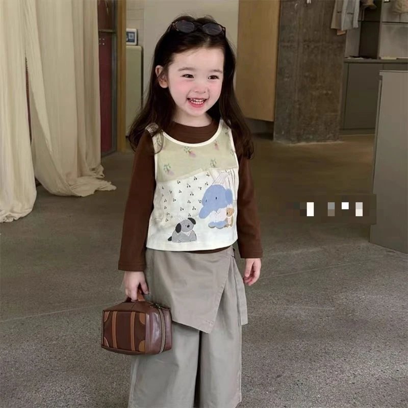 A2【美拉德色系假两件上衣】童装