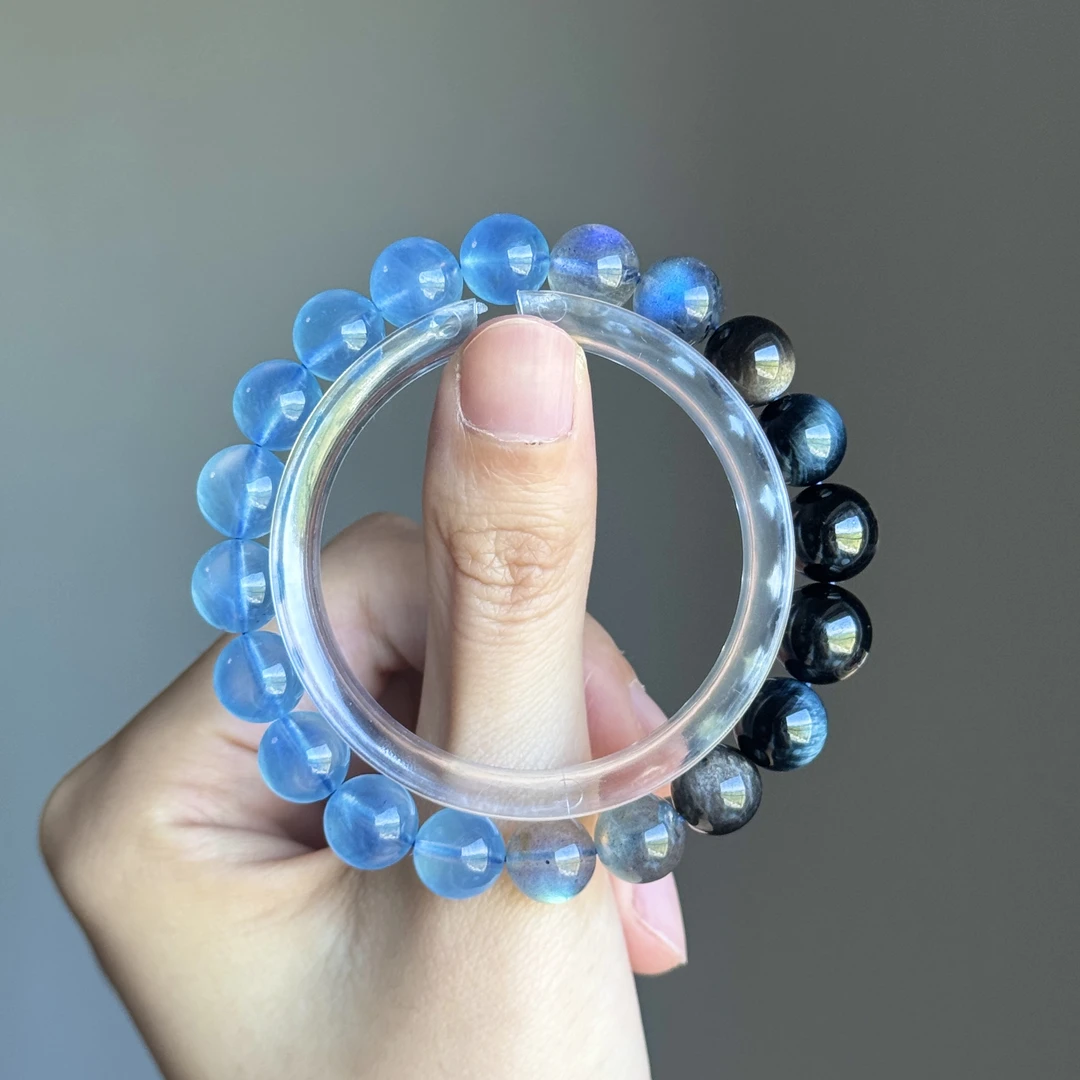 海蓝宝石（处理）水系五行平衡毕业级冰体圣玛利亚海蓝宝手串