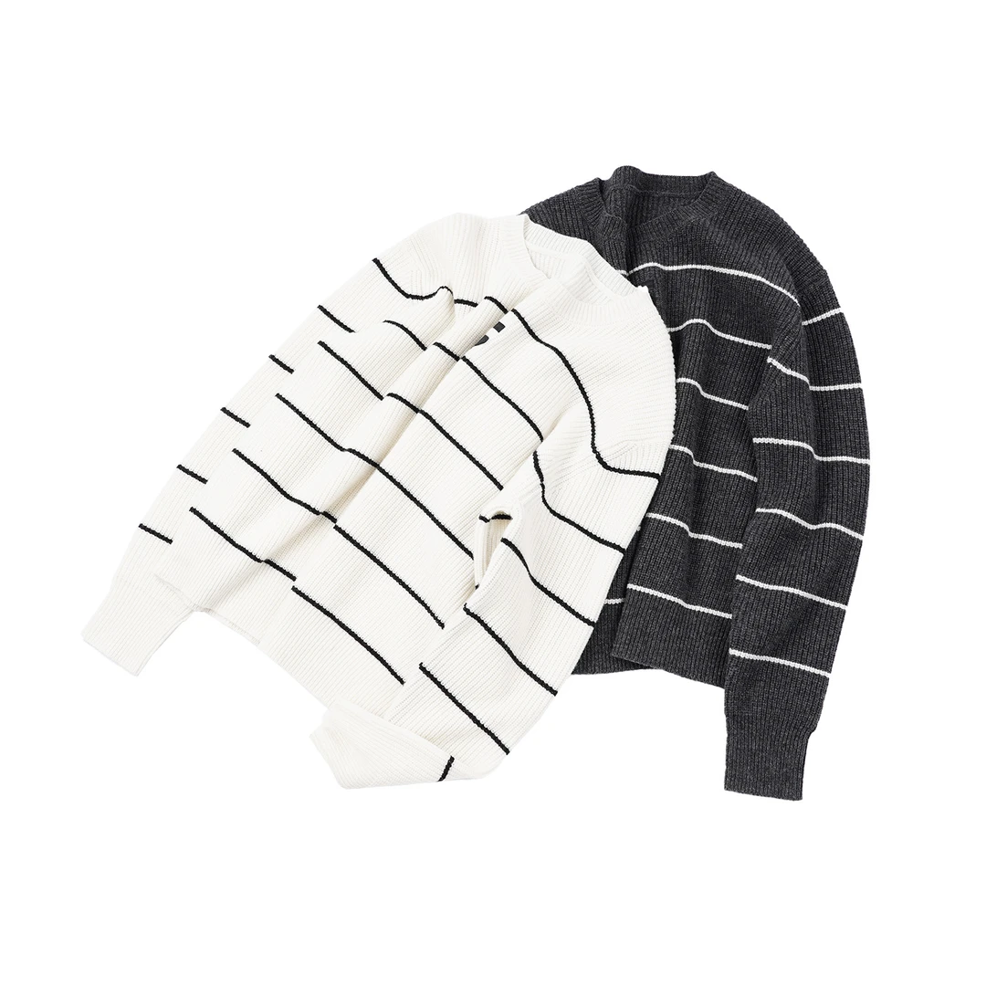 【间条毛衫】100绵羊毛MYBL49232时尚休闲条纹秋冬圆领套头宽松