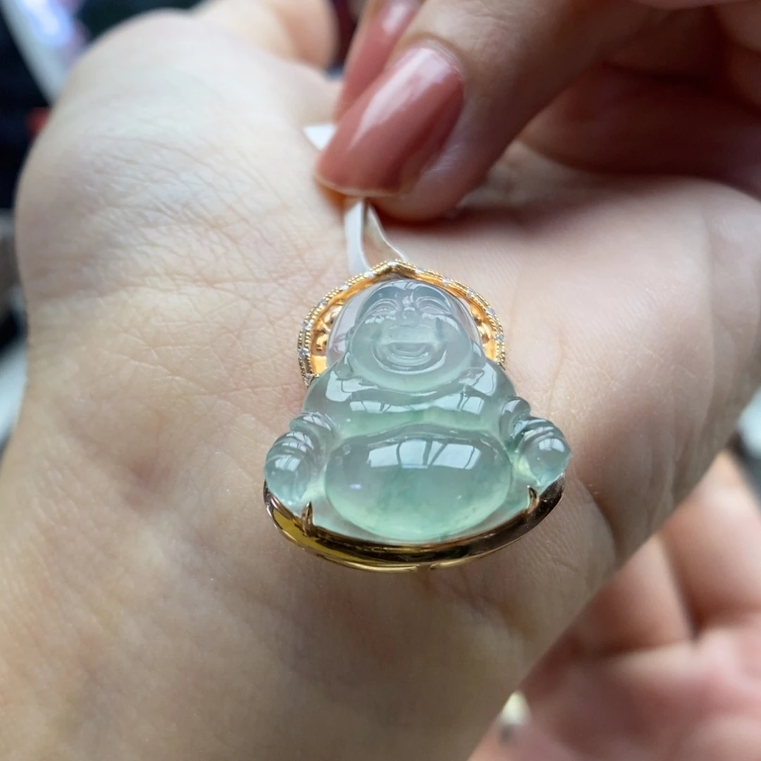 翡翠18K金镶嵌颈饰吊坠13